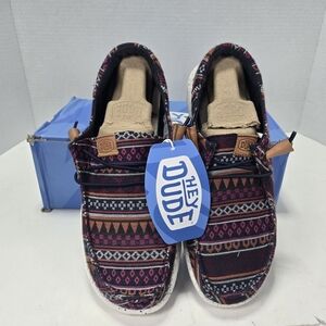 Hey Dude Wendy Baja All Over Multicolor Pattern Women's Size 7